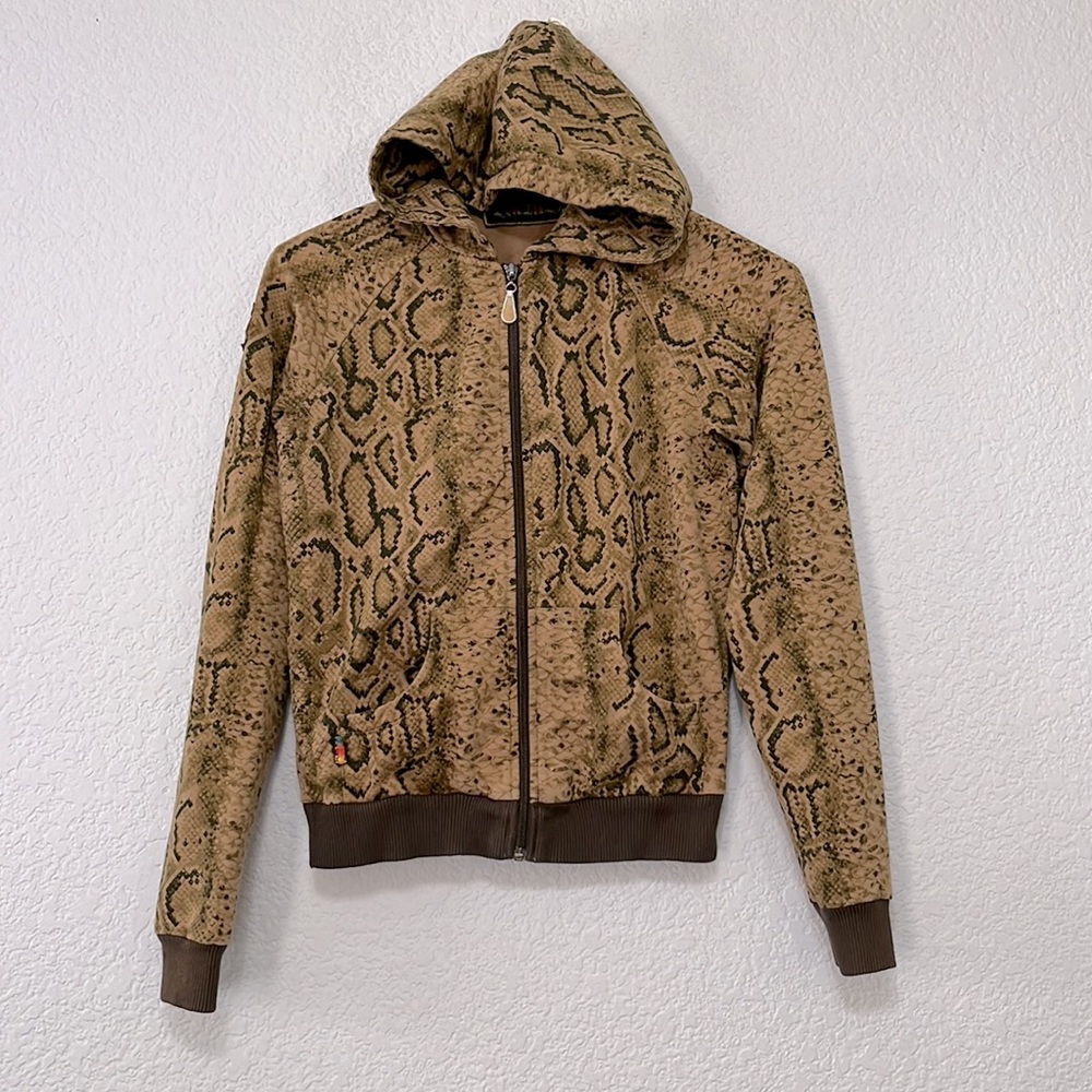 Vintage Y2K LAMB Snakeskin Print Zip Hoodie